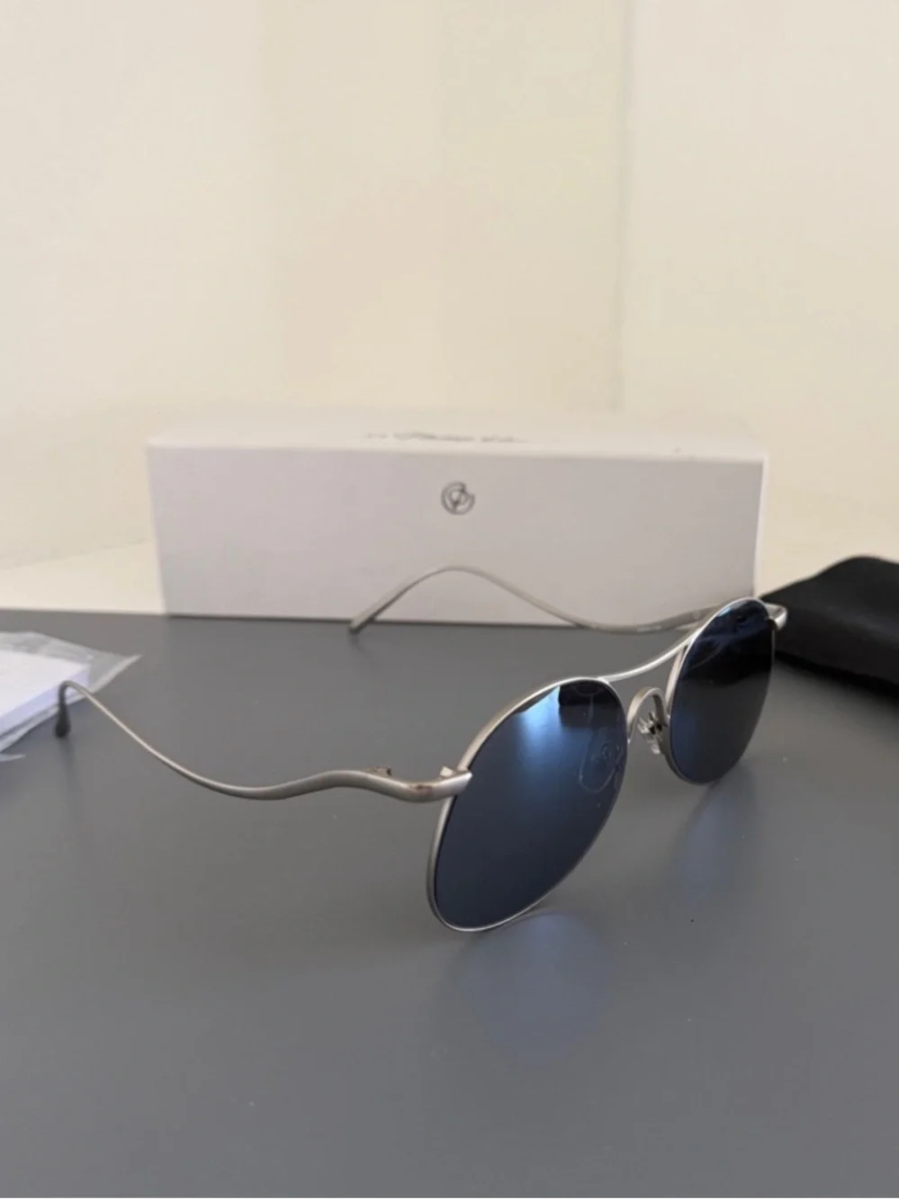 3.1 Phillip Lim x Linda Farrow PL177 Titanium White Gold Aviator Sunglasses Set